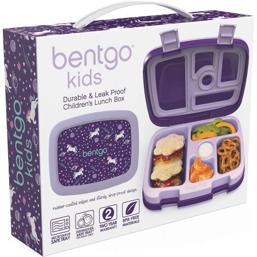  [아마존 핫딜] [아마존핫딜]Bentgo Kids Prints (Unicorn) - Leak-Proof, 5-Compartment Bento-Style Kids Lunch Box - Ideal Portion Sizes for Ages 3 to 7 - BPA-Free and Food-Safe Materials