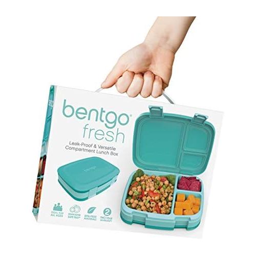  [아마존베스트]Bentgo Fresh (Aqua)  New & Improved Leak-Proof, Versatile 4-Compartment Bento-Style Lunch Box  Ideal for Portion-Control and Balanced Eating On-The-Go  BPA-Free and Food-Safe Ma