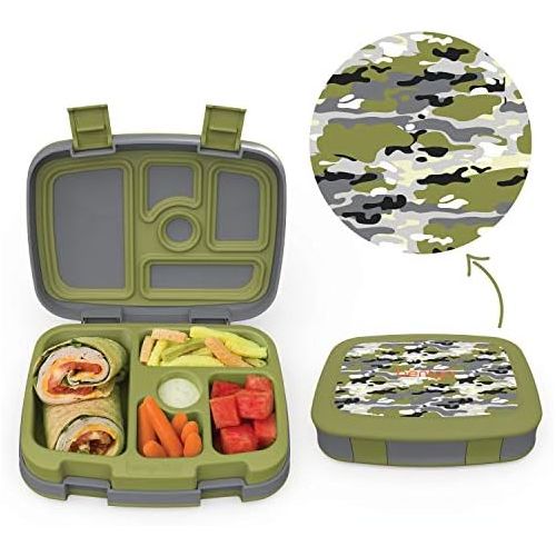  [아마존베스트]Bentgo Kids Prints (Camouflage) - Leak-Proof, 5-Compartment Bento-Style Kids Lunch Box - Ideal Portion Sizes for Ages 3 to 7 - BPA-Free and Food-Safe Materials