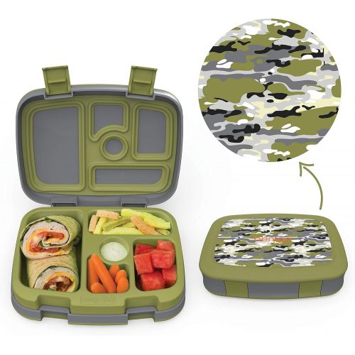  [아마존베스트]Bentgo Kids Prints (Camouflage) - Leak-Proof, 5-Compartment Bento-Style Kids Lunch Box - Ideal Portion Sizes for Ages 3 to 7 - BPA-Free and Food-Safe Materials