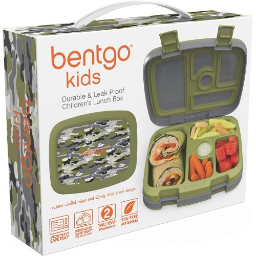  [아마존베스트]Bentgo Kids Prints (Camouflage) - Leak-Proof, 5-Compartment Bento-Style Kids Lunch Box - Ideal Portion Sizes for Ages 3 to 7 - BPA-Free and Food-Safe Materials