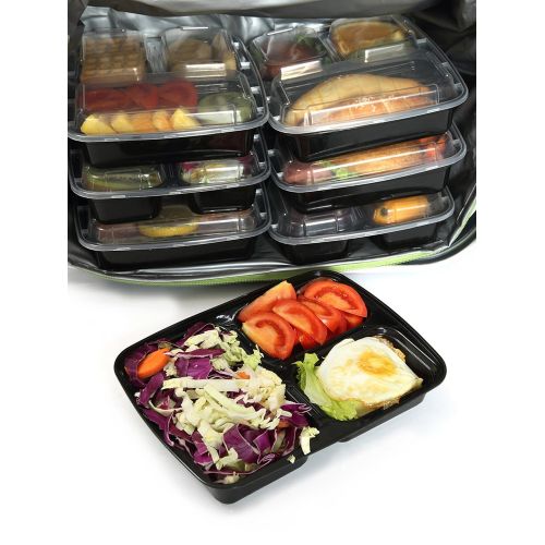  Bentibo Meal Prep Containers for Food Storage 20PK-3 Compartment Bento Lunch Boxes Microwave Safe,20 Sporks