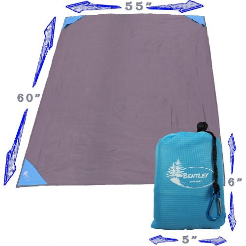  Bentley Outdoors Pocket Blanket (55x 60)- for The Beach, Hiking, Travel, and Adventure as a Sand Blanket, Picnic Mat, and Sand Mat: Packable Blanket w/Bag for Travel and Stakes to