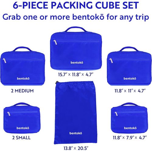  Bentoko 6 Piece Travel Packing Cube Organizer Set (Cobalt Blue)