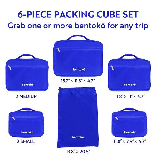  Bentoko Travel Bentoko 6 Piece Packing Cube Organizer Set (Parakeet)