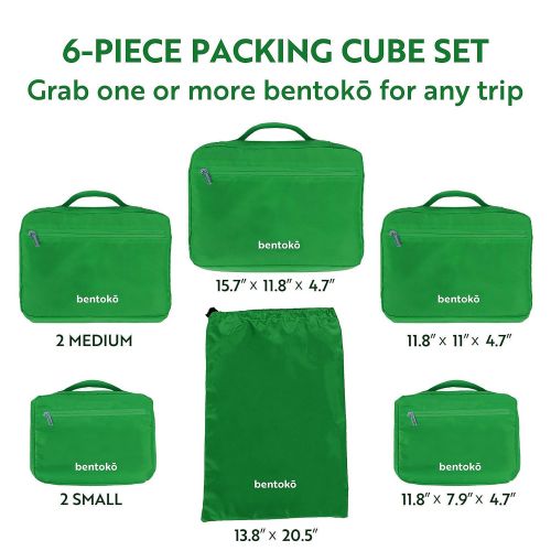  Bentoko Travel Bentoko 6 Piece Packing Cube Organizer Set (Parakeet)