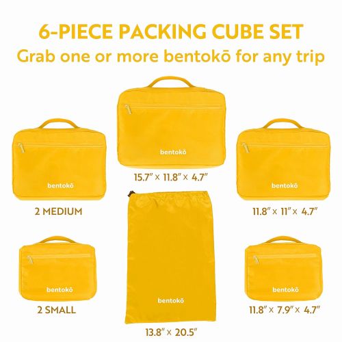  Bentoko Travel Bentoko 6 Piece Packing Cube Organizer Set (Pineapple)