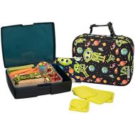 [아마존베스트]Bentology Lunch Bag and Box Set for Boys - Includes Insulated Durable Sleeve with Handle, Bento Box, 5 Containers and Ice Pack - BPA & PVC Free - Alien
