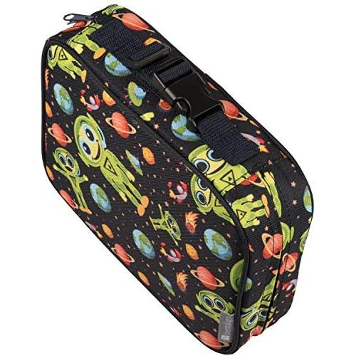  [아마존베스트]Bentology Lunch Bag and Box Set for Boys - Includes Insulated Durable Sleeve with Handle, Bento Box, 5 Containers and Ice Pack - BPA & PVC Free - Alien