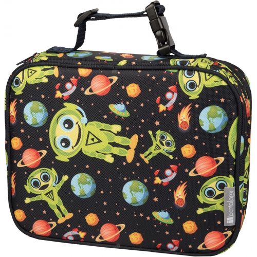  [아마존베스트]Bentology Lunch Bag and Box Set for Boys - Includes Insulated Durable Sleeve with Handle, Bento Box, 5 Containers and Ice Pack - BPA & PVC Free - Alien