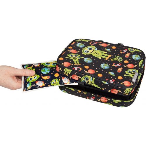  [아마존베스트]Bentology Lunch Bag and Box Set for Boys - Includes Insulated Durable Sleeve with Handle, Bento Box, 5 Containers and Ice Pack - BPA & PVC Free - Alien