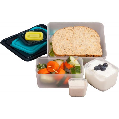  [아마존베스트]Bentology Leakproof Lunch Containers - No BPA & USA Made - Portion Control Set of 4 (Beach)