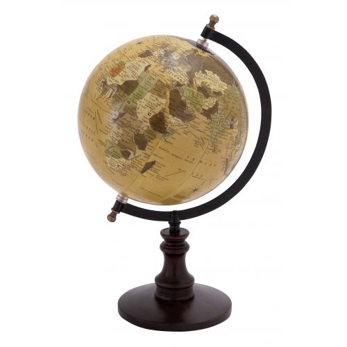  Benzara Sophisticated Wooden And Metal Globe With Black Base