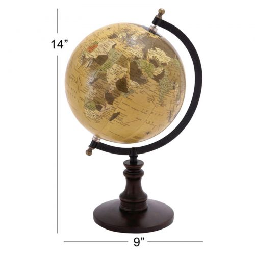  Benzara Sophisticated Wooden And Metal Globe With Black Base