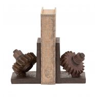 Benzara 55619 Rusted Gear Themed Book End Set