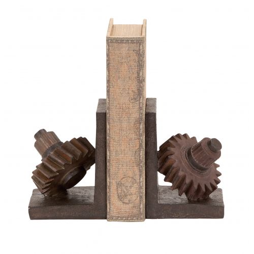  Benzara 55619 Rusted Gear Themed Book End Set