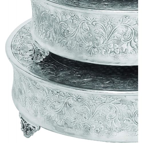  Benzara Intricately Designed Aluminum Cake Stand, Set Of 4, Silver