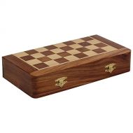 Benzara BM145850 Handmade Wooden Foldable Chess Set, Brown