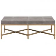 Benzara BM185163 Rectangular Top Coffee Table with Metal Base, Gray and Gold