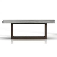 Benzara BM185259 Concrete Top Coffee Table with Wooden Base, Gray