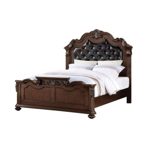  Benzara BM168658 Wooden Bed Brown/Black