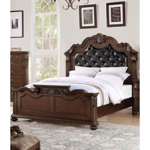  Benzara BM168658 Wooden Bed Brown/Black