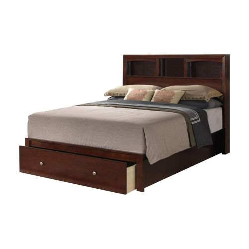  Benzara BM168599 Classic Cal King Wooden Bed with HB and FB Storage Brown