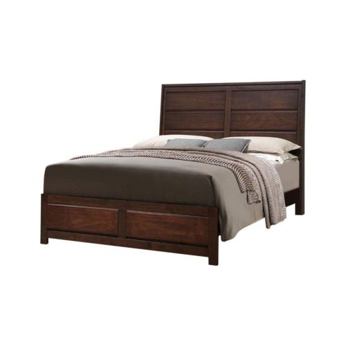  Benzara BM168446 Immaculate Wooden Walnut Finish Eastern King Bed Brown