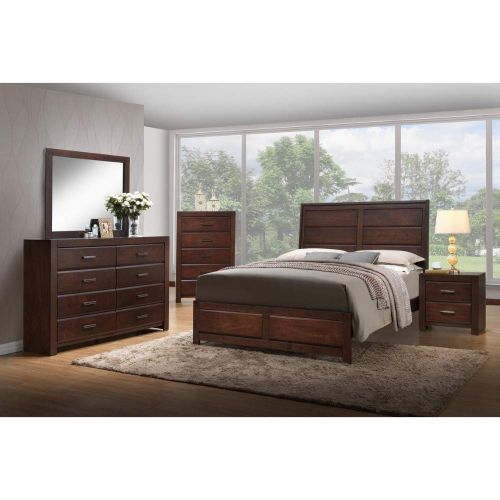  Benzara BM168446 Immaculate Wooden Walnut Finish Eastern King Bed Brown