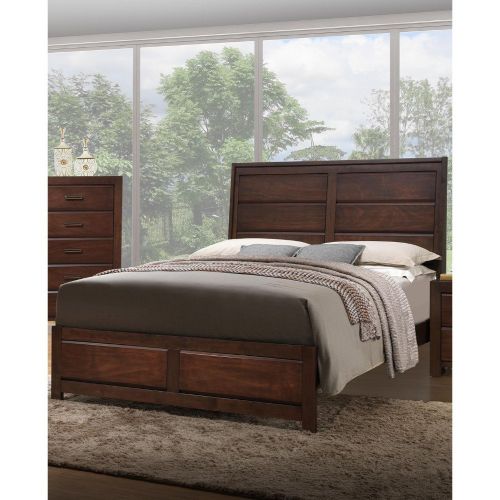  Benzara BM168446 Immaculate Wooden Walnut Finish Eastern King Bed Brown