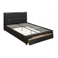 Benzara BM171694 Captivating Queen Bed with Drawer Black