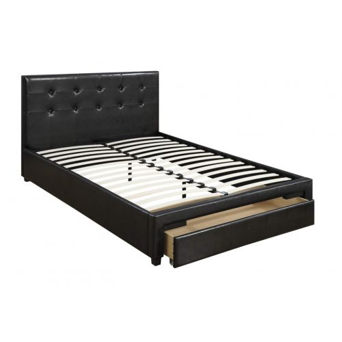  Benzara BM171694 Captivating Queen Bed with Drawer Black