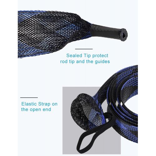  Beoccudo Rod Socks Fishing Rod Sleeve, Rod Covers for Spinning Baitcasting Rod Fishing Pole Covers with Elastic Strap