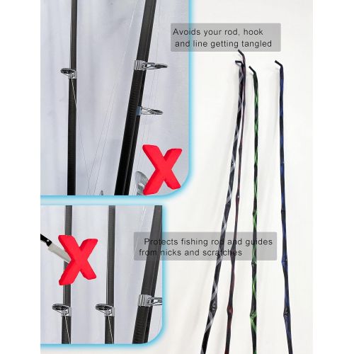  Beoccudo Rod Socks Fishing Rod Sleeve, Rod Covers for Spinning Baitcasting Rod Fishing Pole Covers with Elastic Strap