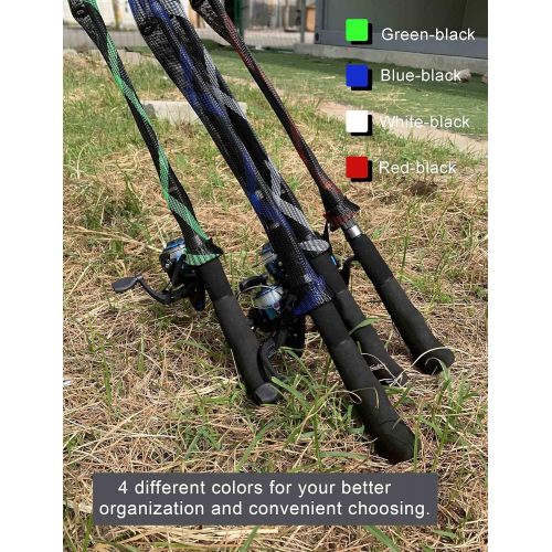  Beoccudo Rod Socks Fishing Rod Sleeve, Rod Covers for Spinning Baitcasting Rod Fishing Pole Covers with Elastic Strap