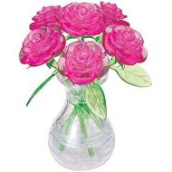 [아마존베스트]BePuzzled Original 3D Crystal Jigsaw Puzzle - Pink Roses in Vase DIY Assembly Brain Teaser, Fun Model Toy Gift Flower Decoration for Adults & Kids Age 12 and Up, 44 Pieces (Level 2