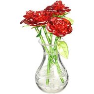 [아마존베스트]Bepuzzled Original 3D Crystal Jigsaw Puzzle - Red Roses in Vase DIY Assembly Brain Teaser, Fun Model Toy Gift Flower Decoration for Adults & Kids Age 12 and Up, 44 Pieces (Level 2)