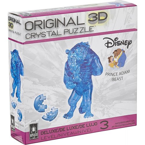  BePuzzled Deluxe 3D Crystal Jigsaw Puzzle Prince Adam Disney Beauty & The Beast Brain Teaser, Fun Decoration for Kids Age 12 and Up, 49 Pieces (Level 3) , Blue