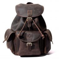 Leather Backpack, Berchirly Vintage Real Leather Travel Backpacks Rucksack School Laptop Camping Hiking Bag for College