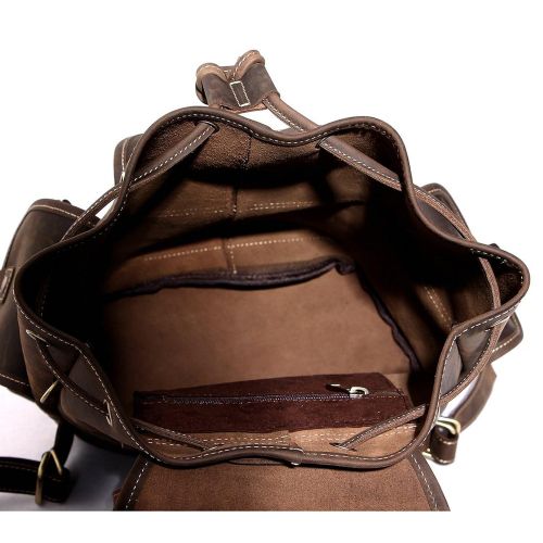  Leather Backpack, Berchirly Vintage Real Leather Travel Backpacks Rucksack School Laptop Camping Hiking Bag for College