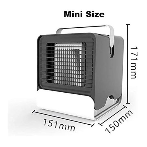  Berfee Portable Air Conditioner Fan, Personal Mini Evaporative Air Cooler Desk Humidifier Misting Fan with Handle,Desktop Air Cooler Low Noise And Simple Appearance Design with Nig