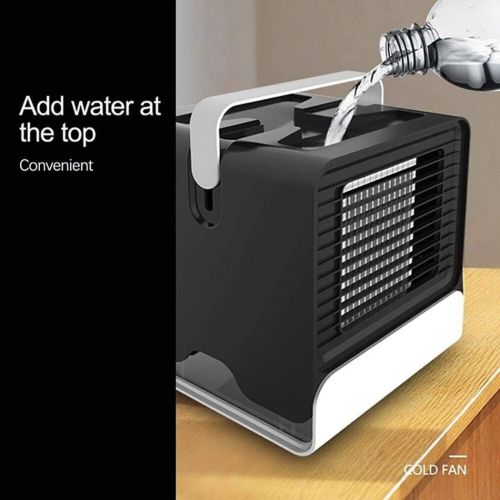  Berfee Portable Air Conditioner Fan, Personal Mini Evaporative Air Cooler Desk Humidifier Misting Fan with Handle,Desktop Air Cooler Low Noise And Simple Appearance Design with Nig