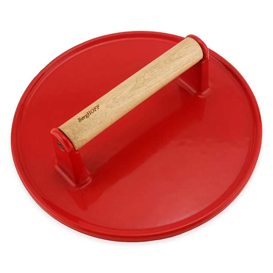  BergHOFF Round Cast Iron Steak Press in Red