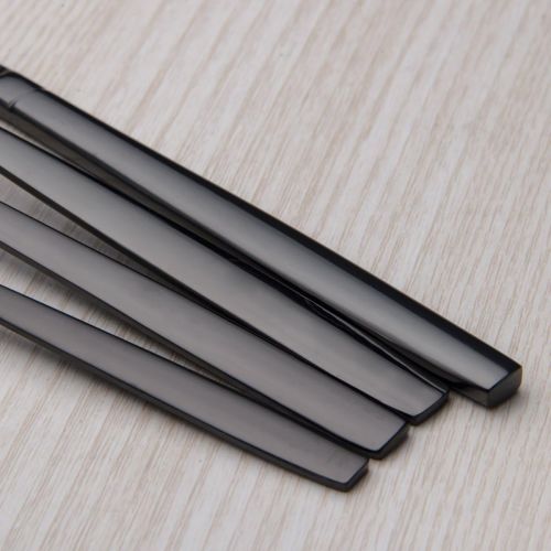 [아마존 핫딜] [아마존핫딜]Berglander 20 Piece Titanium Black Plated Stainless Steel Flatware Set, 20 Pieces Black Silverware Set, Black Cutlery Set, Service for 4 (shiny Black)
