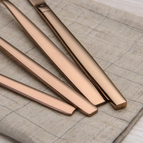  [아마존 핫딜] [아마존핫딜]Berglander 20 Piece Titanium Rose Gold Plated Stainless Steel Flatware Set, 20 Pieces Copper Silverware Set, Copper Color Cutlery Sets, Service for 4 (shiny Copper)