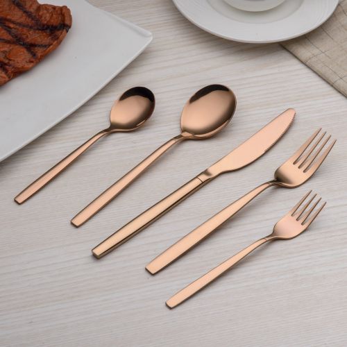  [아마존 핫딜]  [아마존핫딜]Berglander 30 Stueck Titanium Rose vergoldet Besteck, 30 Stueck Kupfer Besteck Set, Kupfer Farbe Besteck Set Besteck-Sets, Service fuer 6 (glanzend Kupfer)