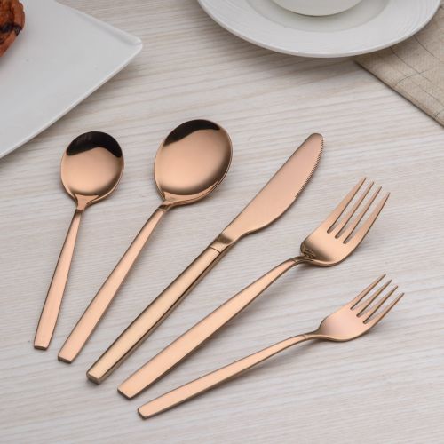  [아마존 핫딜]  [아마존핫딜]Berglander 30 Stueck Titanium Rose vergoldet Besteck, 30 Stueck Kupfer Besteck Set, Kupfer Farbe Besteck Set Besteck-Sets, Service fuer 6 (glanzend Kupfer)