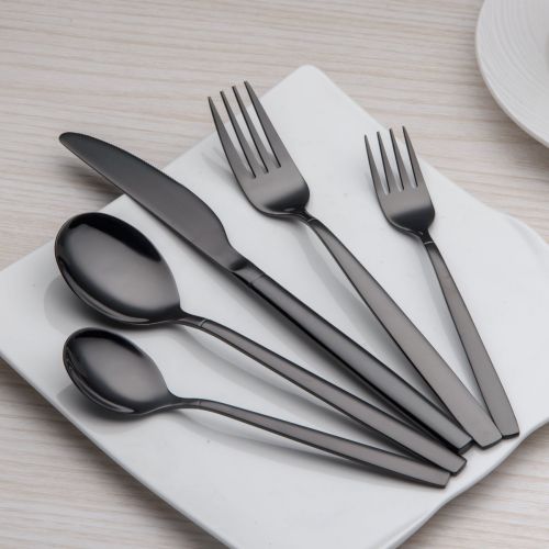  [아마존 핫딜]  [아마존핫딜]Berglander 30 Stueck Titanium schwarz plattiert Besteck, 30 Stueck schwarz Besteck Set, schwarz Besteck Set, Service fuer 6 (glanzend schwarz)