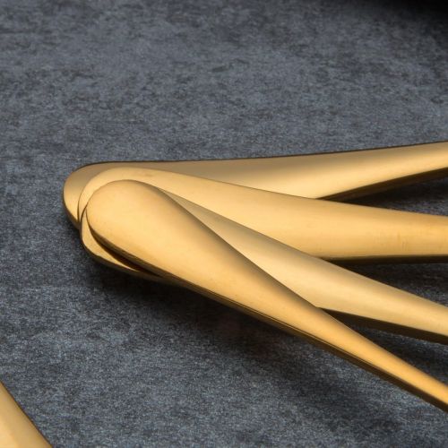  [아마존베스트]Berglander Flatware Set 20 Piece, Stainless Steel With Titanium Gold Plated, Golden Color Flatware Set, Silverware, Cutlery Set Service For 4 (Shiny Gold)