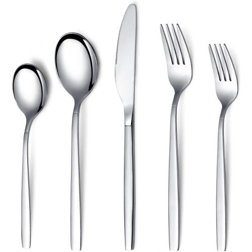  [아마존베스트]Berglander Flatware Set 20 Pieces, Stainless Steel Flatware Set, Silverware Set Service For 4